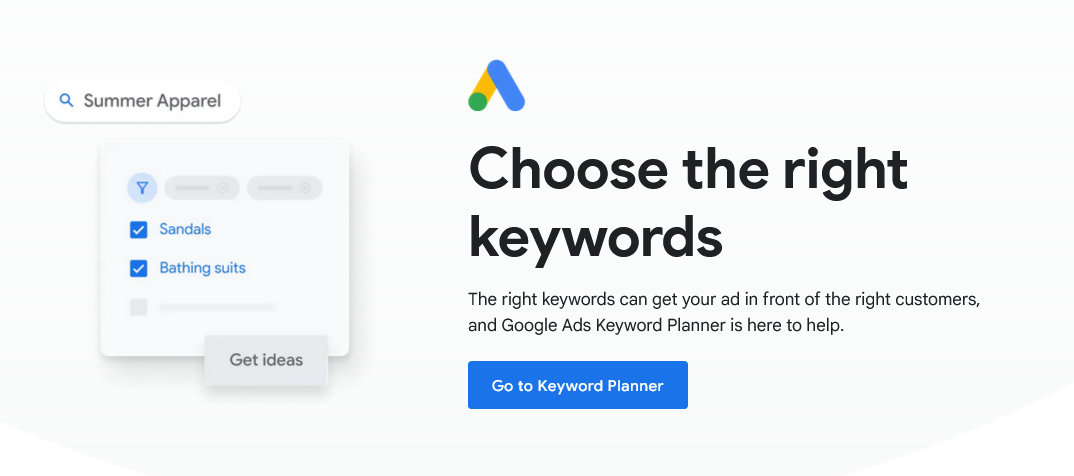 A screenshot of Google Ads' Keyword Planner Tool